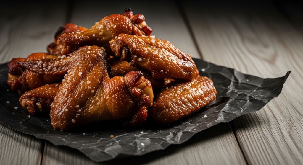 Smoked chicken wings with crispy burnished skin